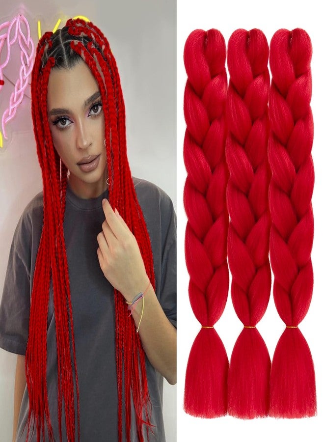 SuCoo Braiding Hair Red Hair Extensions High Temperature Twist Crochet Hair Braids 3Pcs/Lot 24 Inche (A12) - Image 1
