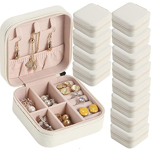 CIPIDI Travel Jewelry Case Bridesmaid Gifts Box,12 Pack Small Jewelry Box Mini Jewelry Organizer,PU Leather Portable Earring Storage Box for Women Girls Bridesmaid Proposal Gifts - Image 1