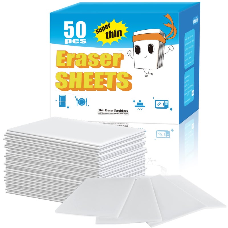 I-sper 50PCS Magic Cleaning Sponge Eraser Sheets Reusable Thin Nano Cleaner Pads Eraser Wipes for Kitchen Shoe Furniture Bathroom Shower Sink HardtoReach Places - Image 1