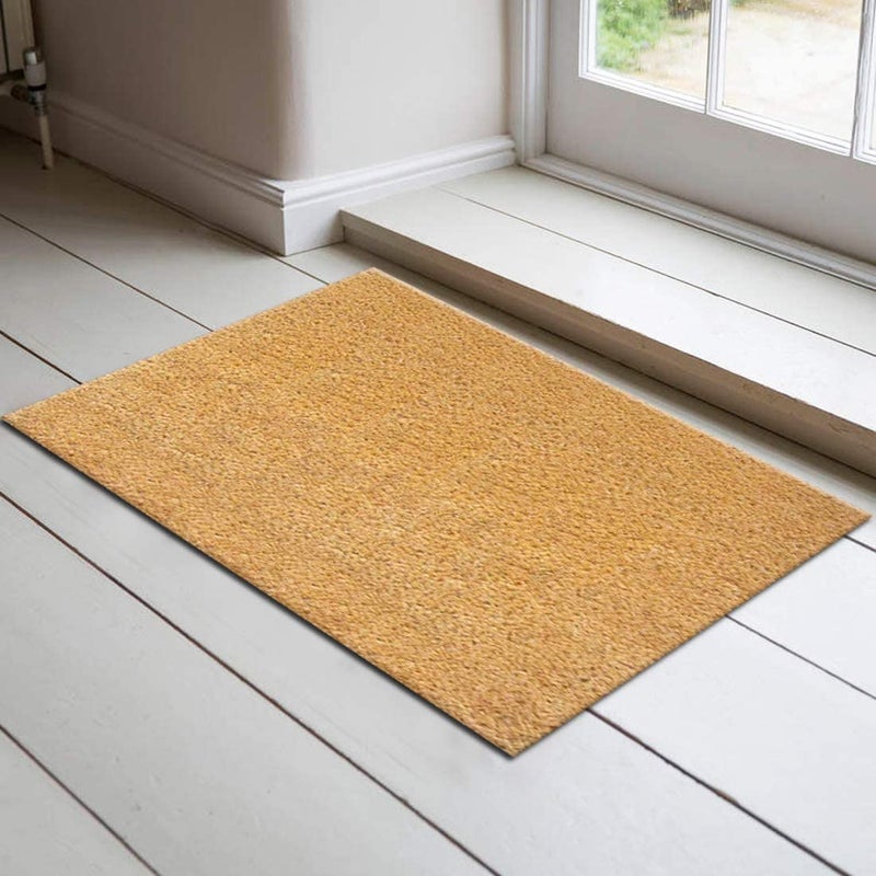 ATMAH Plain Coir Doormat 35x60 cm Beige | Non Slip Dirt Trapper | Indoor & Covered Outdoor Entrance Mat - Image 3