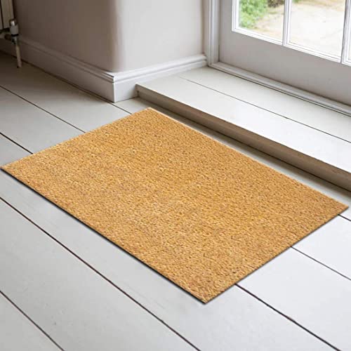 ATMAH Plain Coir Doormat 35x60 cm Beige | Non Slip Dirt Trapper | Indoor & Covered Outdoor Entrance Mat - Image 1