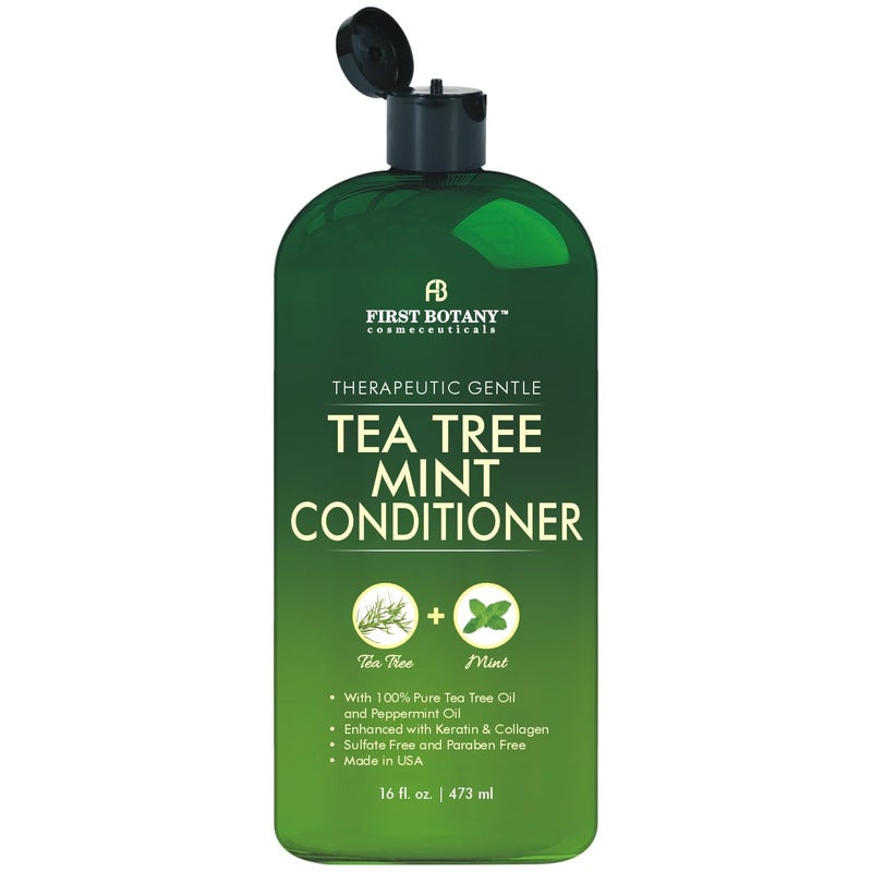 First Botany, Tea Tree Oil Conditioner 16 fl oz - Anti Dandruff Natural Oil conditioner For Dry Itchy & Flaky Scalp - Sulfate Free Paraben Free Cleanser - Prevents Head Lice & Thinning - Image 1