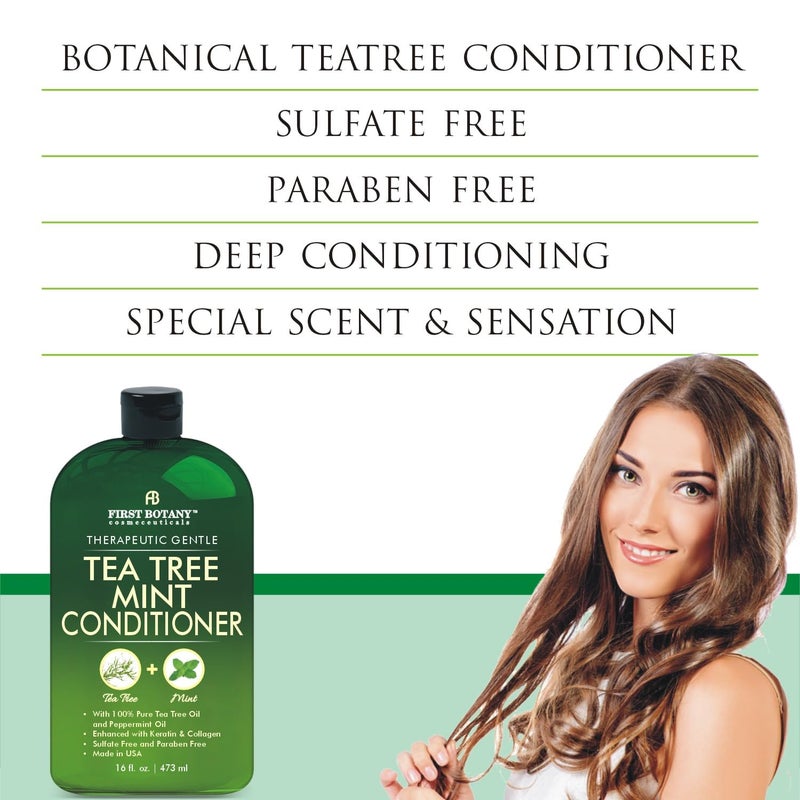 First Botany, Tea Tree Oil Conditioner 16 fl oz - Anti Dandruff Natural Oil conditioner For Dry Itchy & Flaky Scalp - Sulfate Free Paraben Free Cleanser - Prevents Head Lice & Thinning - Image 4