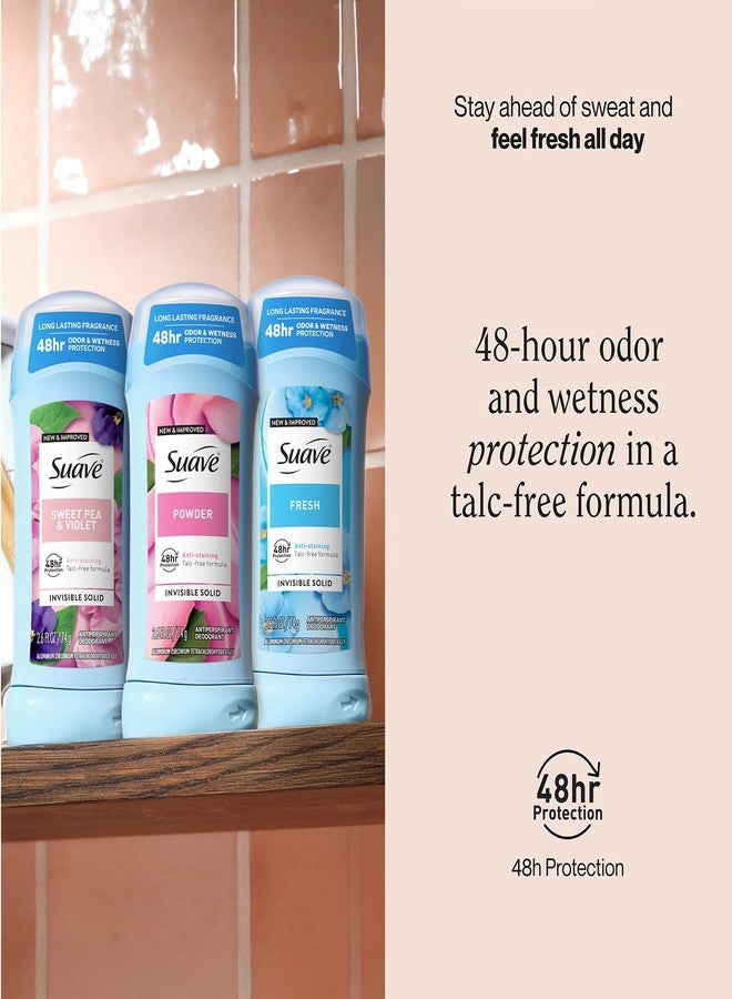 Suave Antiperspirant Deodorant for Women Variety 3-Pack - Powder, Fresh, Sweet Pea & Violet, Anti-Staining Invisible Solid, Talc-Free, 2.7 Oz Ea - Image 3