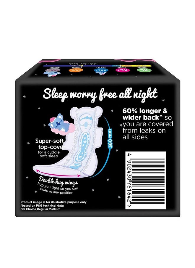 Whisper Bindazzz Nights Koala Soft Sanitary Pads, 10 Xxl+ Pads, Upto 0% Leaks, 60% Longer & Wider Back, Super Soft Topsheet, Double Hug Wings, Disposable Wrapper, For Women  - Image 3