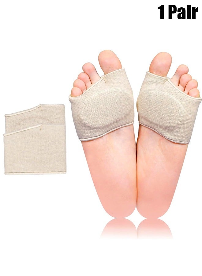 HY Metatarsal Pads Ball of Foot Cushions Metatarsal Foot Pads for Pain Relief, Gel Pads Cushion for Metatarsalgia Neuroma Fabric Metatarsal Sleeve Pads for Women/Men, Beige(1 Pair) - Image 1
