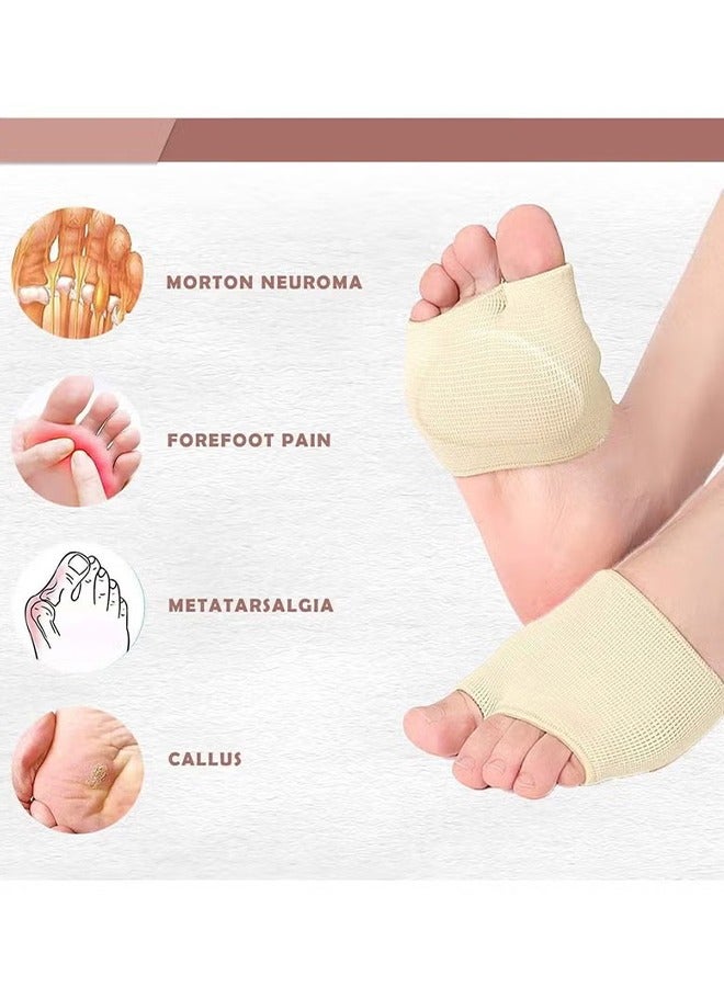 HY Metatarsal Pads Ball of Foot Cushions Metatarsal Foot Pads for Pain Relief, Gel Pads Cushion for Metatarsalgia Neuroma Fabric Metatarsal Sleeve Pads for Women/Men, Beige(1 Pair) - Image 3