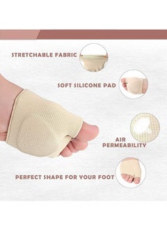 HY Metatarsal Pads Ball of Foot Cushions Metatarsal Foot Pads for Pain Relief, Gel Pads Cushion for Metatarsalgia Neuroma Fabric Metatarsal Sleeve Pads for Women/Men, Beige(1 Pair)  - Image 4
