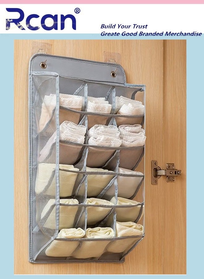 Rcan Wall Hanging Closet Organizer Storage with Mesh Pockets 15 Pockets for Underwear Underpants Socks  - Image 1