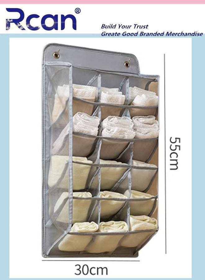Rcan Wall Hanging Closet Organizer Storage with Mesh Pockets 15 Pockets for Underwear Underpants Socks  - Image 4