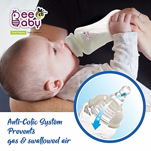 BeeBaby Comfort Slim-Neck Baby Feeding Bottle – Anti-Colic, 100% BPA Free Silicone Nipple, Regular Neck – Infant & Toddler Newborn Feeding, Blue (240ML) - Image 5