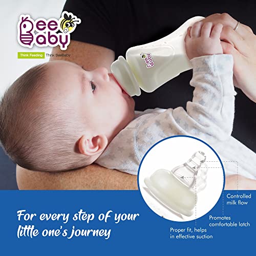 BeeBaby Comfort Slim-Neck Baby Feeding Bottle – Anti-Colic, 100% BPA Free Silicone Nipple, Regular Neck – Infant & Toddler Newborn Feeding, Blue (240ML) - Image 4