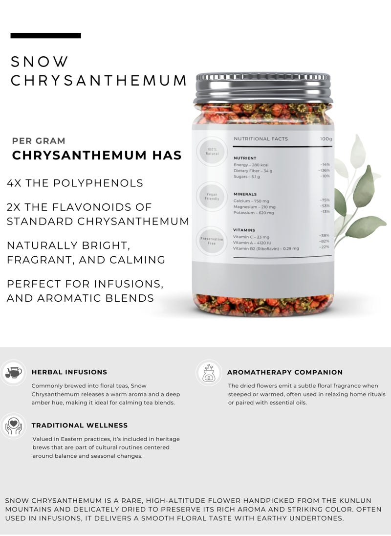 Awafi Mill Snow Chrysanthemum Flowers | Naturally Dried Whole Buds | Aromatic Herbal Flower for Infusion & Tea  - Image 2