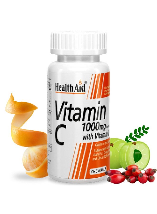 Health Aid Healthaid Vitamin C Complex With Vitamin D-60 Vegetarian Chewable TabletsIRosehip,Amla,Orange Peel Extract&Citrus BioflavonoidsIFight Off Infection,Immunity Booster,Antioxidant&Skin Care - Image 1