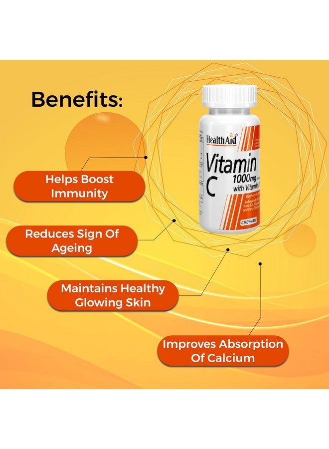 Health Aid Healthaid Vitamin C Complex With Vitamin D-60 Vegetarian Chewable TabletsIRosehip,Amla,Orange Peel Extract&Citrus BioflavonoidsIFight Off Infection,Immunity Booster,Antioxidant&Skin Care - Image 3