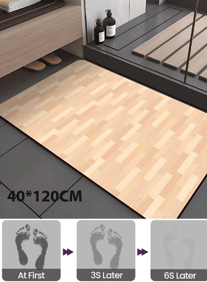 شو وو سجادة حمام فائقة الامتصاص، سجادة حمام غير قابلة للانزلاق، سريعة الجفاف، سجادة حمام حجرية للحمام، سجادات أرضية حمام رقيقة تناسب أسفل الباب، قابلة للغسل في الغسالة 40*120 سم - Image 1