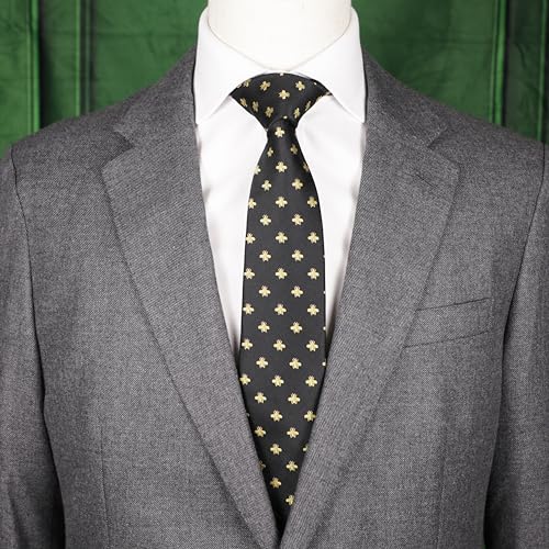 MENDEPOT Bee Necktie With Box Microfiber Jacquard Gold Bee Pattern tie - Image 4