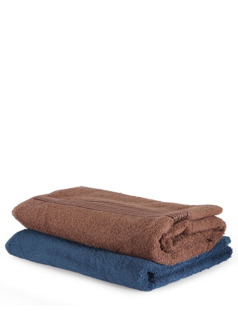 KOPA by Bianca 400 GSM 100% Cotton Soft Terry Towel l 2pc Bath Towel l Towel for Bath l Cotton Bath Towel l D`Ross l Navy Blue-Brown - Image 3