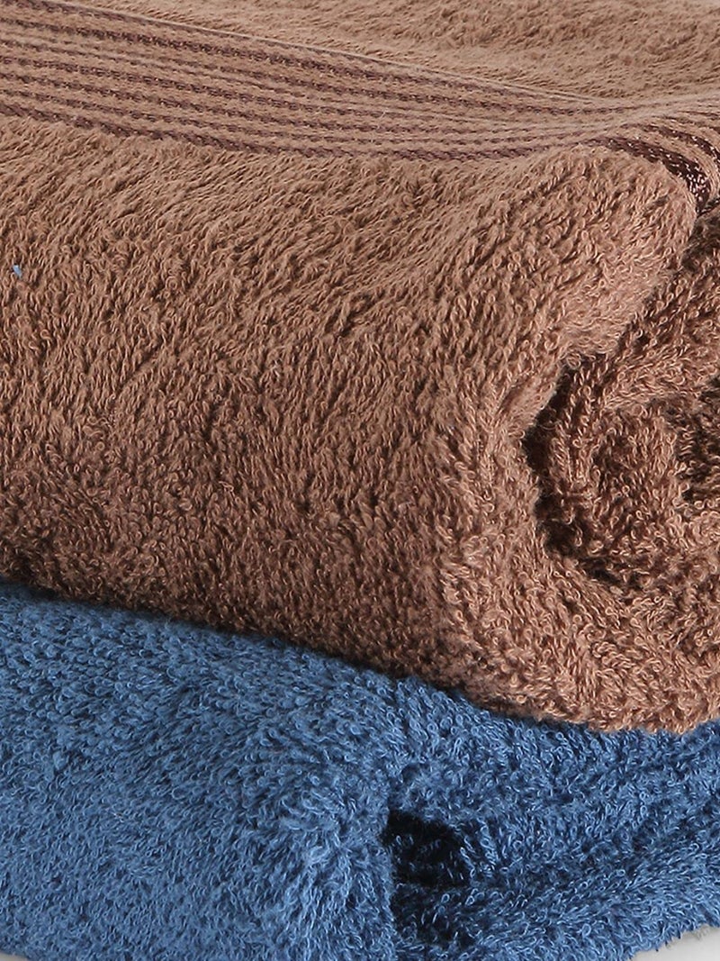 KOPA by Bianca 400 GSM 100% Cotton Soft Terry Towel l 2pc Bath Towel l Towel for Bath l Cotton Bath Towel l D`Ross l Navy Blue-Brown - Image 4