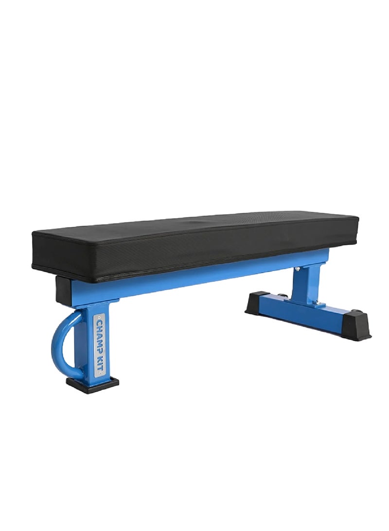 CHAMP KIT Flat Weight Bench Heavy Duty Fitness Bench For Weight Training, Home Gym Bench, Weightlifting and Strength Training - Blue - Image 1
