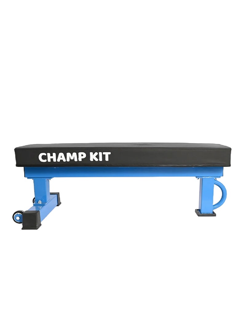 CHAMP KIT Flat Weight Bench Heavy Duty Fitness Bench For Weight Training, Home Gym Bench, Weightlifting and Strength Training - Blue - Image 4
