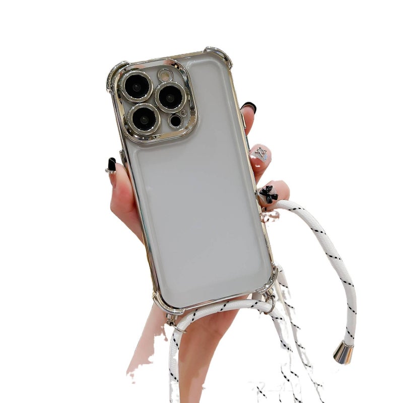MS TPU Protective Case for iPhone 17 / 17 Air / 17 Pro / 17 Pro Max with Drop Protection and Lanyard plus Shockproof plus Electroplated plus Crossbody in Gold - Image 5
