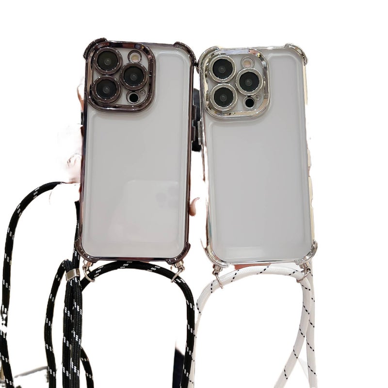 MS TPU Protective Case for iPhone 17 / 17 Air / 17 Pro / 17 Pro Max with Drop Protection and Lanyard plus Shockproof plus Electroplated plus Crossbody in Gold - Image 2