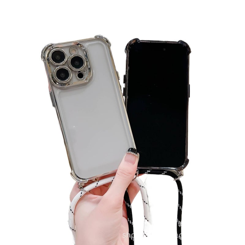 MS TPU Protective Case for iPhone 17 / 17 Air / 17 Pro / 17 Pro Max with Drop Protection and Lanyard plus Shockproof plus Electroplated plus Crossbody in Gold - Image 4