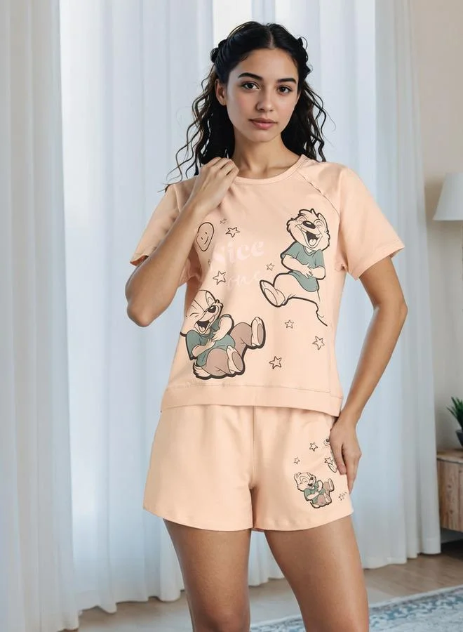 سبلاش فيڤ طقم تيشيرت وشورت بطبعة تشيب آند ديل