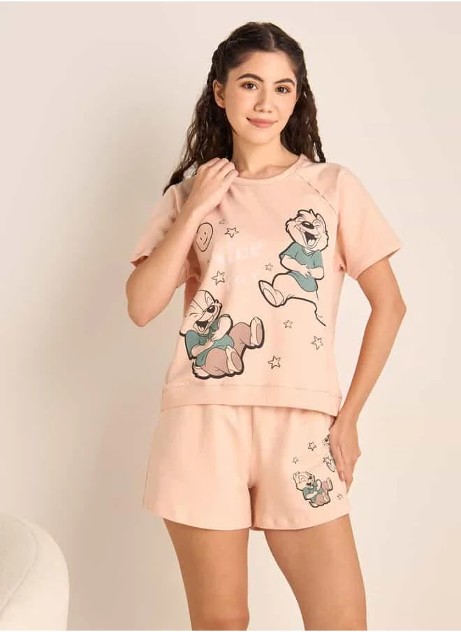 فاف Chip 'N' Dale Print T-shirt and Shorts Set