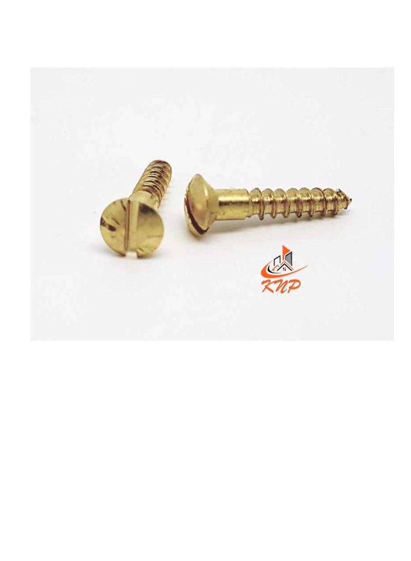 KNP KNP Brass Slotted Round Head Screws - Pack of 200 (5/8" x 4g) - Image 1