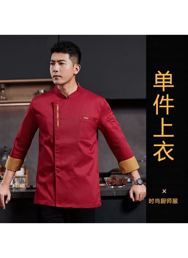 NIBEMINENT Senior Chef Overalls Long Sleeve Autumn and Winter Clothes Men's Hotel Western Restaurant Hotel Kitchen Cake Baking High-End  - Image 1