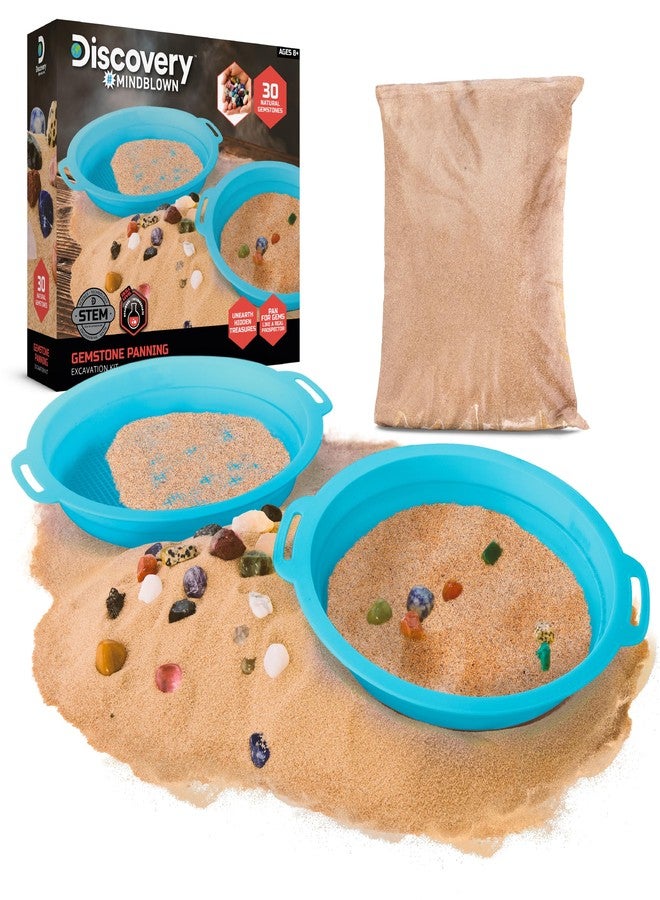 Discovery™ Gemstone Panning STEM Kit - Pan for 30 Real Gems| 2 Sifting Pans, Sand & Learning Guide| Educational Science Activity for Kids| Geology Rock Excavation Set| Boys & Girls Toy Gift| Ages 8+ - Image 1