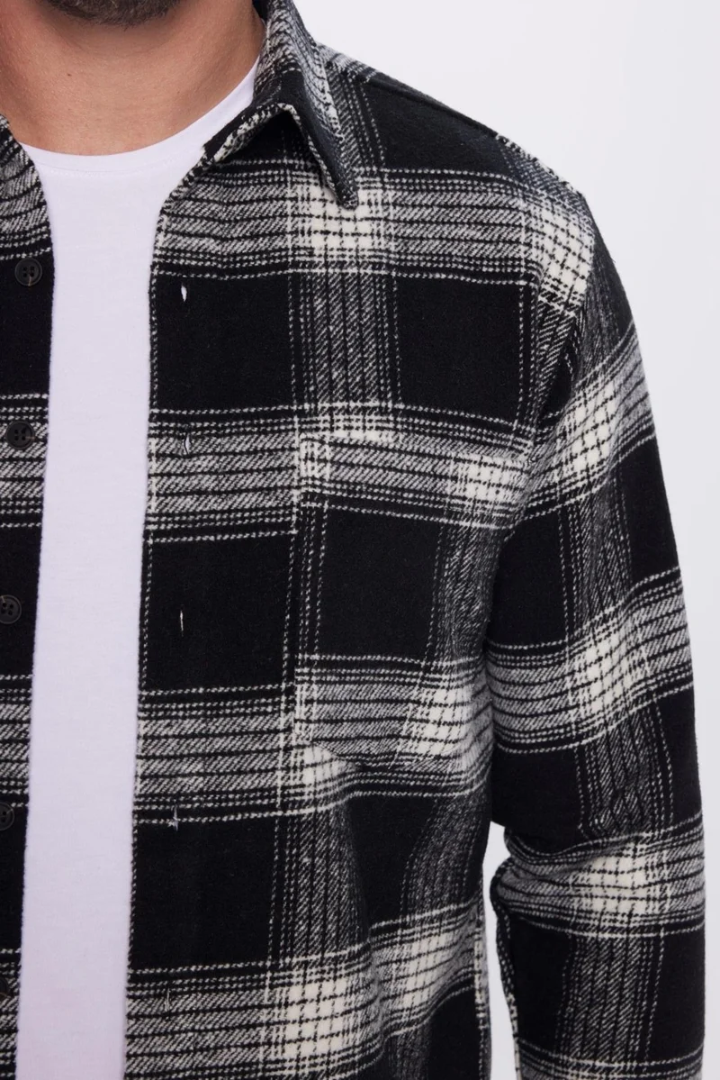 تودورس Men's Classic Fit Regular Cut Single Pocket Checkered Winter Lumberjack Shirt