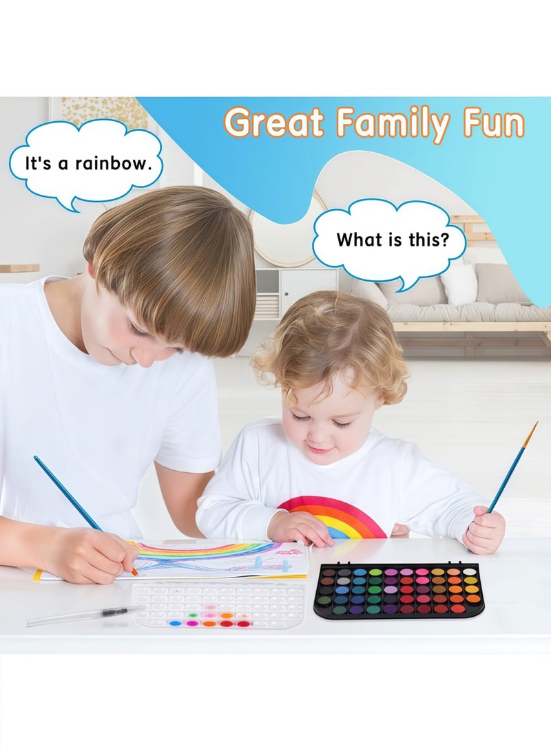 Artecho Watercolor Paint, 48 Colors Washable Watercolor Paint Set with a Brush a Refillable Water Brush Pen and Palette, Non-toxic Water Color Paints Sets for Kids Adults Artists Children Students Beginner - Image 4