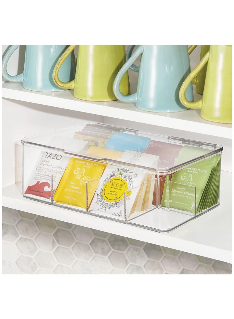 Easy Select Tea Chest Box - 1PC Tea Storage Box with 8 Compartments Holds up to 100 Tea Bags Each -Tea Organiser - Tea Bag Storage Box - Clear  - Image 2