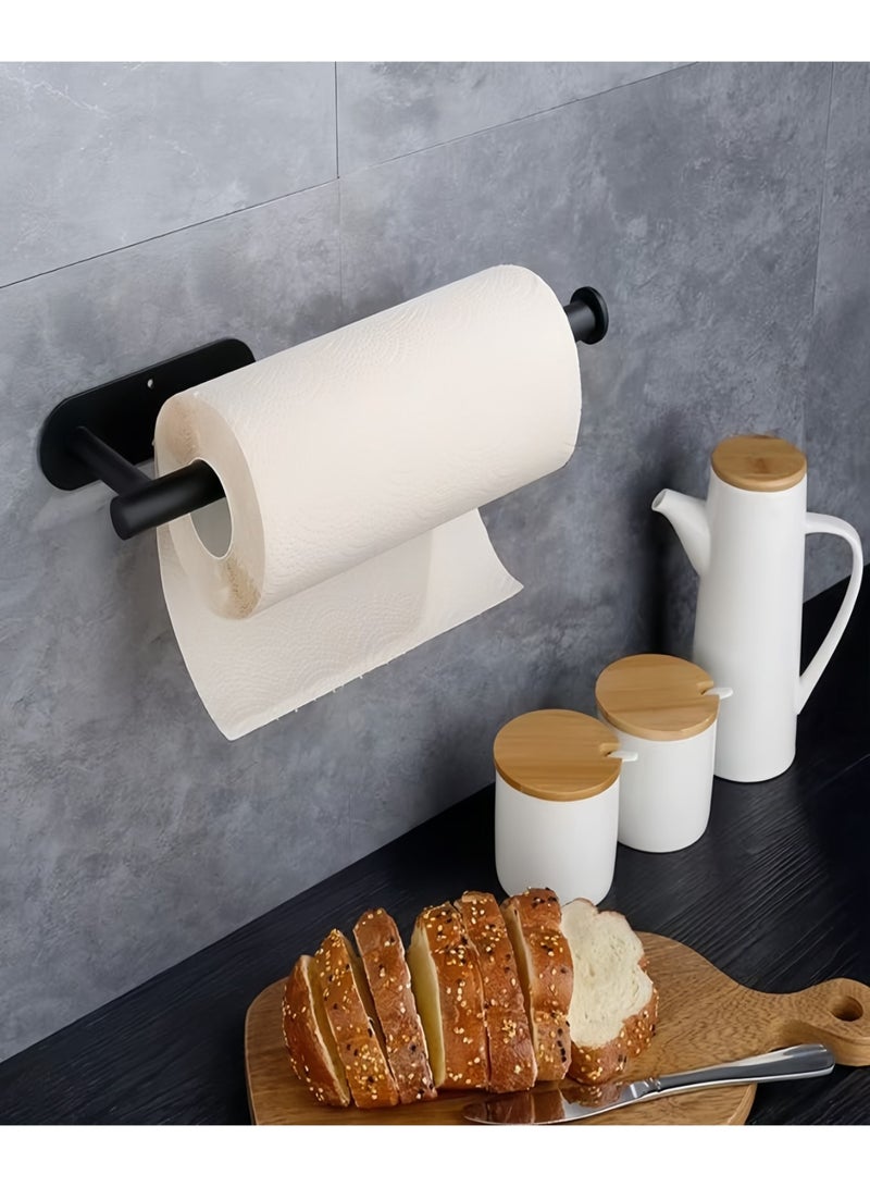 نايزان حامل مناشف ورقية من الفولاذ المقاوم للصدأ - لاصق ذاتيًا/يُثبت على الحائط/تحت الخزانة للمطبخ والحمام (أسود) - Image 4