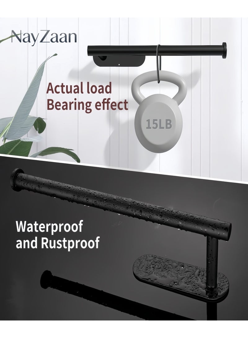 نايزان حامل مناشف ورقية من الفولاذ المقاوم للصدأ - لاصق ذاتيًا/يُثبت على الحائط/تحت الخزانة للمطبخ والحمام (أسود) - Image 2