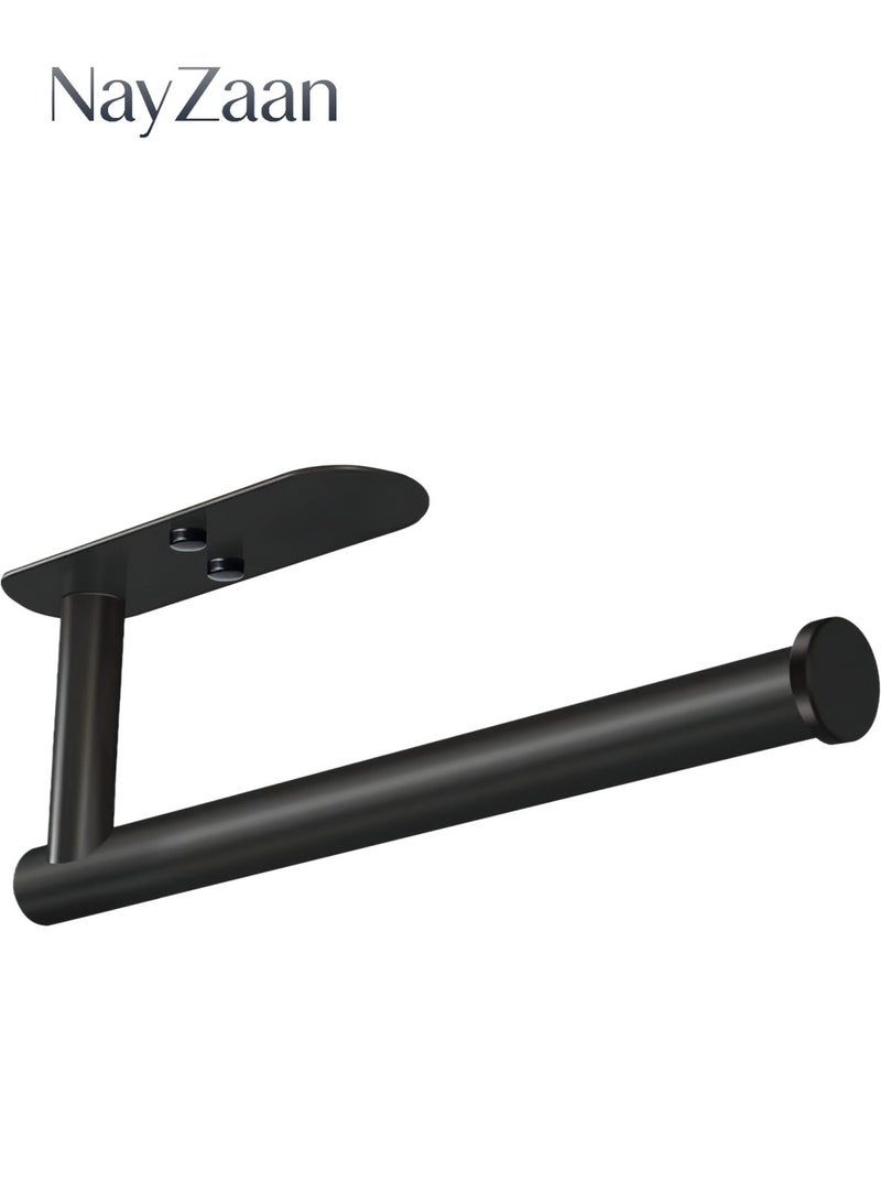 نايزان حامل مناشف ورقية من الفولاذ المقاوم للصدأ - لاصق ذاتيًا/يُثبت على الحائط/تحت الخزانة للمطبخ والحمام (أسود) - Image 1