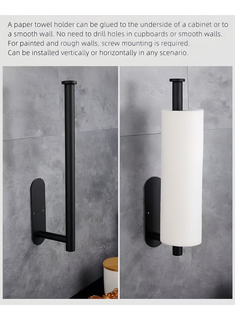 نايزان حامل مناشف ورقية من الفولاذ المقاوم للصدأ - لاصق ذاتيًا/يُثبت على الحائط/تحت الخزانة للمطبخ والحمام (أسود) - Image 5