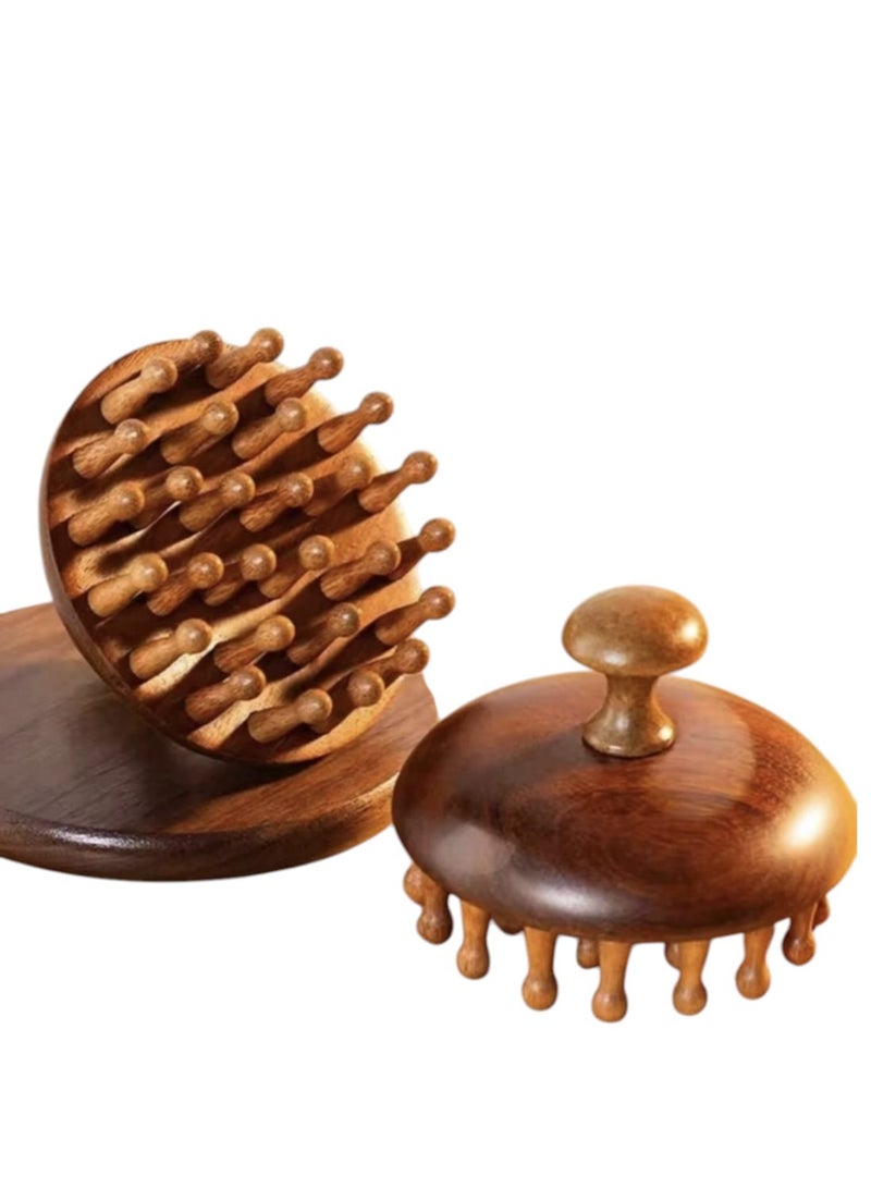 Luxury Sandalwood Round Massage Comb, Detangling Head and Nerve Pathways, Body Care Wonder for Travel, Outdoor, Sports, Office, School, - Image 1
