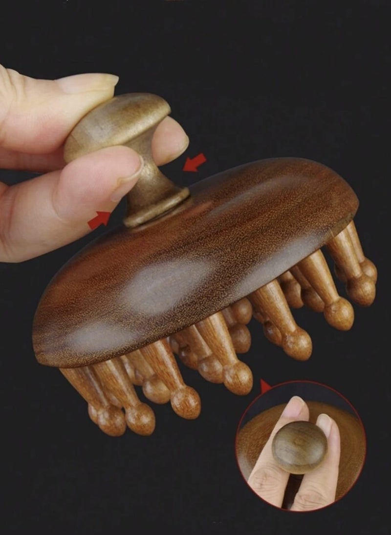 Luxury Sandalwood Round Massage Comb, Detangling Head and Nerve Pathways, Body Care Wonder for Travel, Outdoor, Sports, Office, School, - Image 2