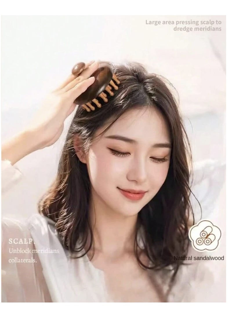 Luxury Sandalwood Round Massage Comb, Detangling Head and Nerve Pathways, Body Care Wonder for Travel, Outdoor, Sports, Office, School, - Image 3