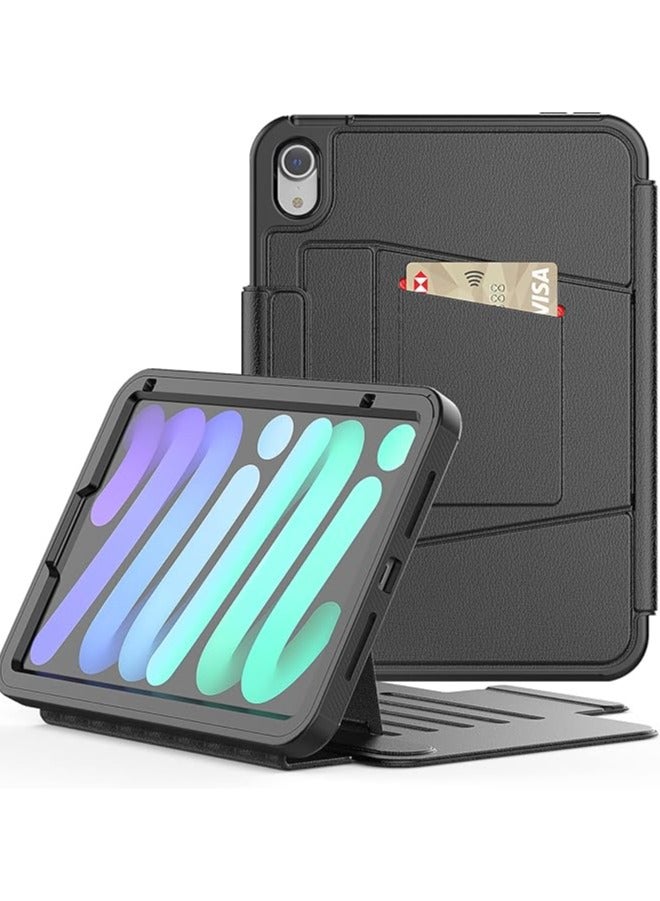 General Case for iPad Mini 7 8.3 inch (A17 Pro, 2024),[5 Viewing Angles Stand+Auto Wake/Sleep] Soft TPU Back Cover with Card Slots/Pencil Holder(Support 2nd Pencil)/Shockproof Folio Case  - Image 1