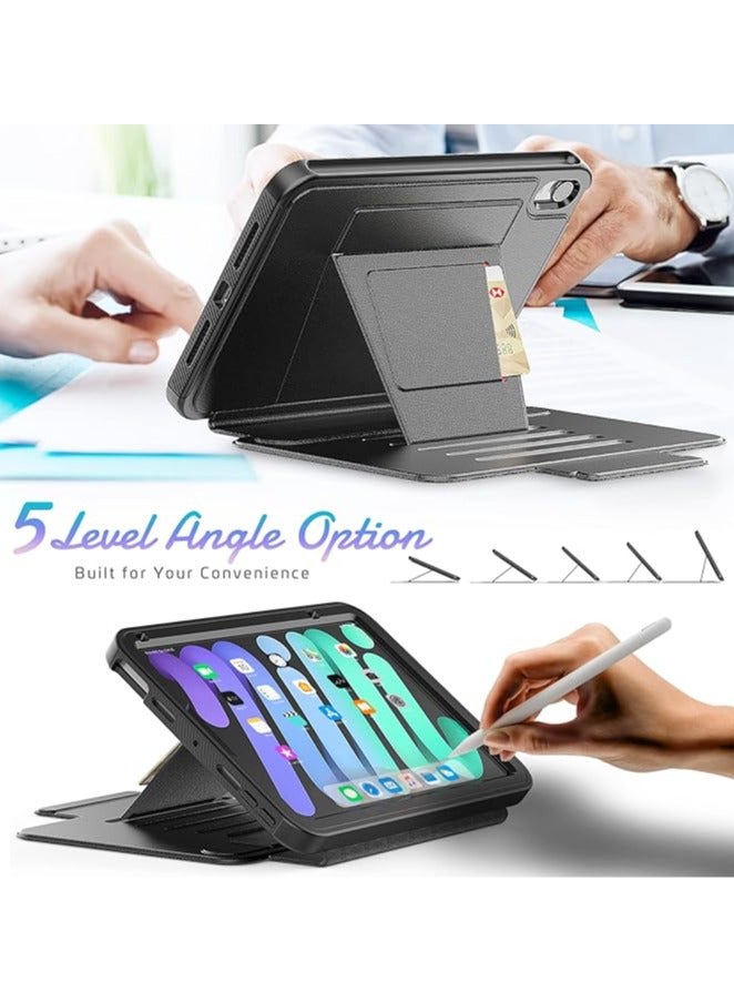 General Case for iPad Mini 7 8.3 inch (A17 Pro, 2024),[5 Viewing Angles Stand+Auto Wake/Sleep] Soft TPU Back Cover with Card Slots/Pencil Holder(Support 2nd Pencil)/Shockproof Folio Case  - Image 2