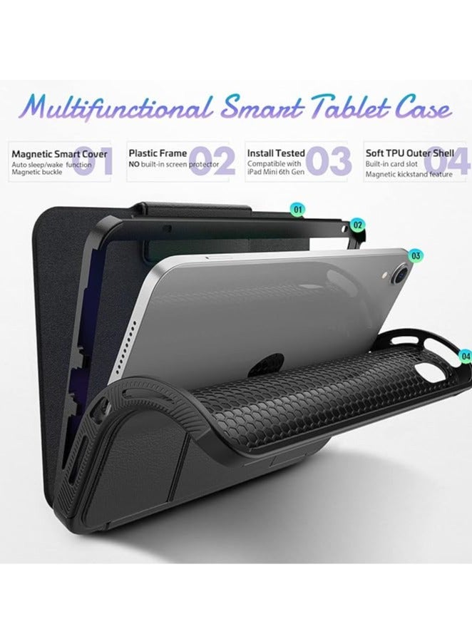 General Case for iPad Mini 7 8.3 inch (A17 Pro, 2024),[5 Viewing Angles Stand+Auto Wake/Sleep] Soft TPU Back Cover with Card Slots/Pencil Holder(Support 2nd Pencil)/Shockproof Folio Case  - Image 4