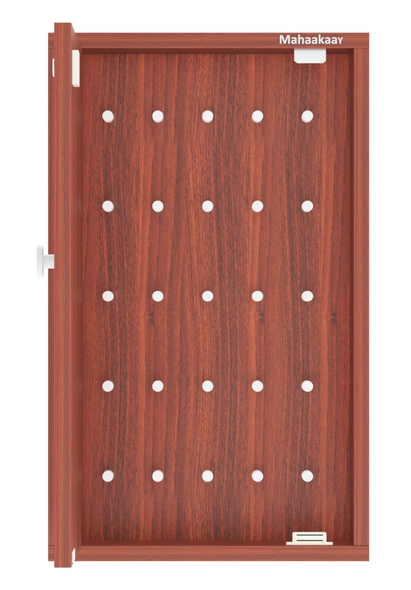 Mahaakaay 25 Brass Knob Engineered Wooden Box Key Holder Wall Mounted Home Office Kitchen Hanger Stand Keychain Organizer Classic Walnut - Image 5
