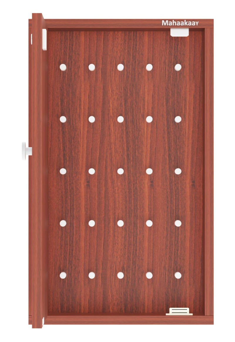 Mahaakaay 25 Brass Knob Engineered Wooden Box Key Holder Wall Mounted Home Office Kitchen Hanger Stand Keychain Organizer Classic Walnut - Image 2