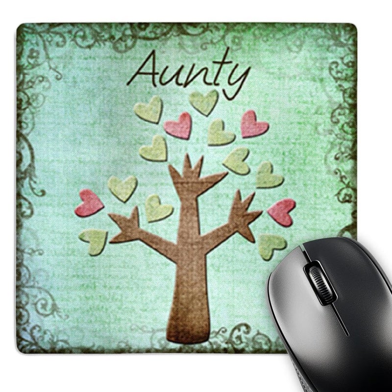 3DROSE Aunty Heart Tree Aunt Gift Family Design - Mouse Pad, 8 by 8 inches (mp_150058_1) - Image 1