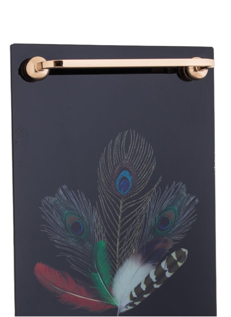 Hic glass serving tray with golden metal hand 38 cm  - Image 3